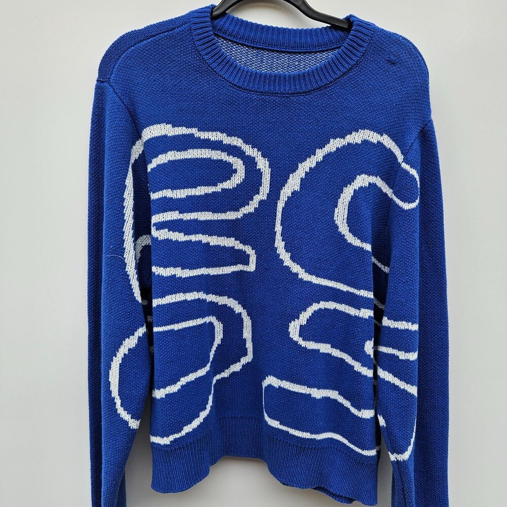 RS blue men's crewneck sweater